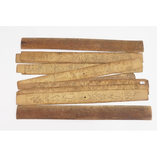 943 - A Thailand Sandalwood engraved decorated hanging scroll.