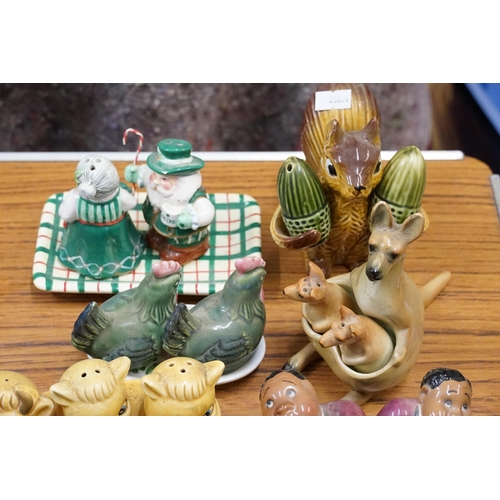 947 - A Collection of Cruet Sets to include a Kangaroo, Squirrel, Pigs, Ducks, Country Kitchen, Jazz Playe... 