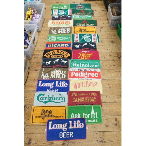 960 - A Collection of Original Cloth Bar Beer Mats to include Bells, Carlsberg, White Horse, Heineken, Bas... 