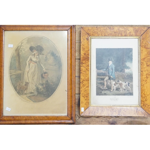 489 - Verre Eglomise Paintings of Louis XVI, Reine de France, Maple Framed Pictures, George Morland Print ... 