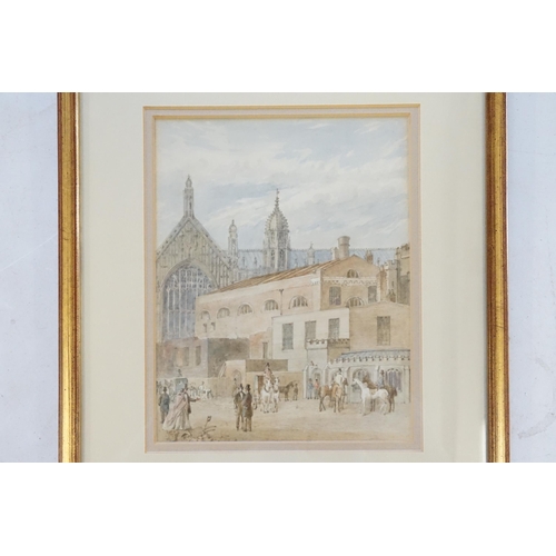 414 - A Victorian Water Colour depicting an Industrial Building with a Church in the Background, Framed & ... 