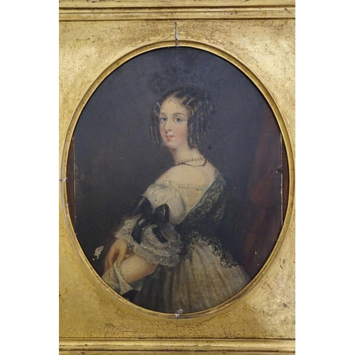 480 - A Late 19th Century Oil on Board of a Glamourous Lady with a pearl Necklace & a Lace Dress, Framed. ... 