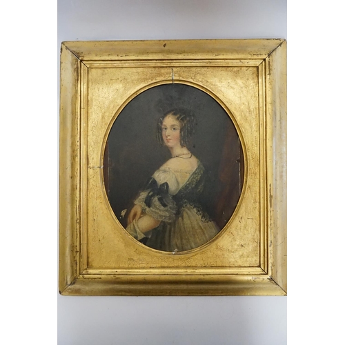 480 - A Late 19th Century Oil on Board of a Glamourous Lady with a pearl Necklace & a Lace Dress, Framed. ... 