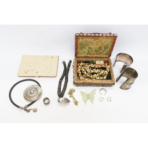 164 - A Collection of Costume Jewellery to include Heavy Chains, Cuffs, Child's Jewellery Box, etc.