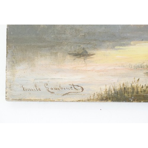 439 - A Late 19th Century French Oil on Wood of a River scene signed by 