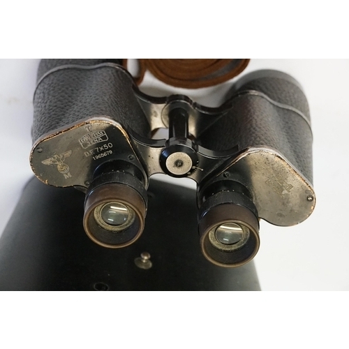 326 - A Pair of Second World War Nazi binoculars by Carl Zeiss Jena, marked - D. F. 7x50 1988651 N Nr. 101... 