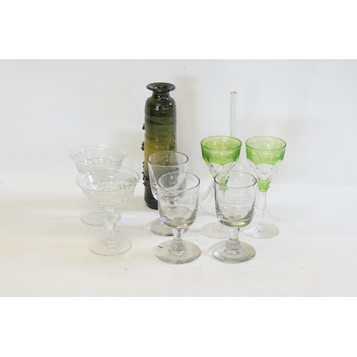 709 - A Collection of Early Glass to include 7 x Glasses, a Vase & a Glass Funnel.