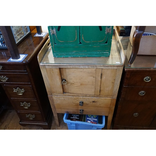 511 - A Ladies Pine Bedside Table fitted with a Single Door, Two Drawers & resting on square feet. Measuri... 