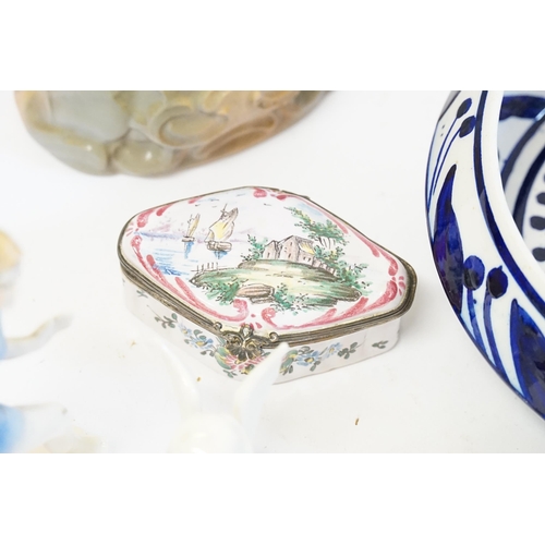 795 - A Fairy Lite Art Deco Dancer (AF), Angels, Dutch inspired Pill Box marked VP, Blue & White China, et... 