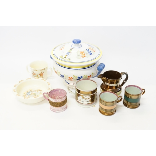 796 - A Collection of Lustre China, Royal Doulton Bunnykins & a French Soup Tureen.