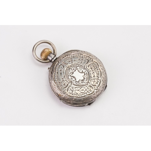 216 - A Silver Blue Enamelled Half Hunter Ladies Pocket Watch. (935) marked.