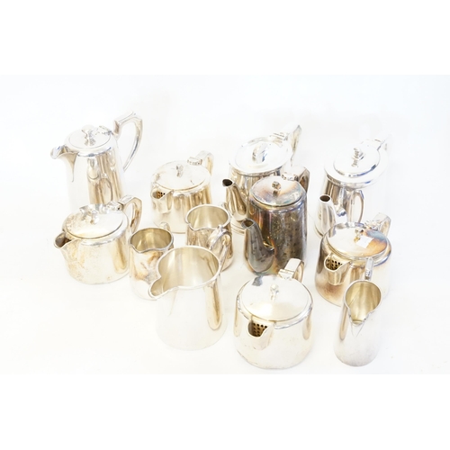 136 - A quantity of Hotel Silver plate to include Coffee Pots, Tea Pots, Cream Jugs, etc. in the Square To... 