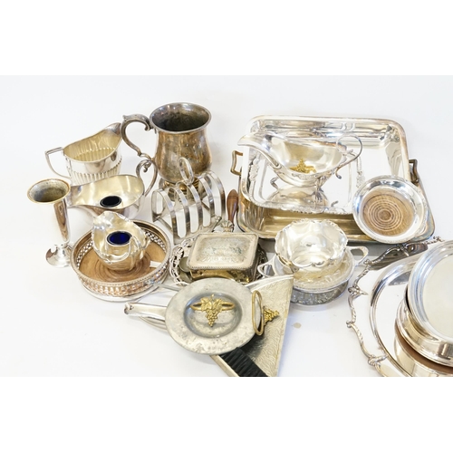 138 - A Collection of Silver Plated items to include Entre Dishes, Butter Dishes, Sauce Boats, Coasters, e... 