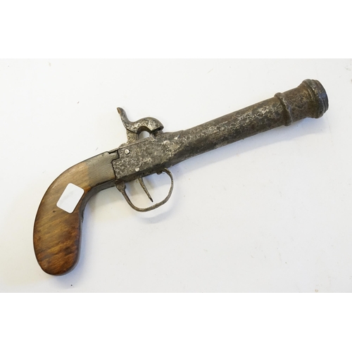 671 - An 18th Century Country made Percussion Capped Muff Pistol.