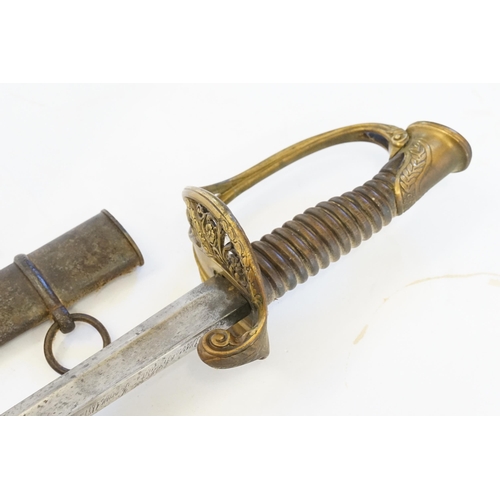 675 - A Saber of adjutant infantry model 1845 with case with an inscription. See Pictures.