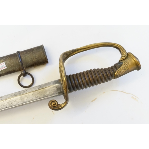 675 - A Saber of adjutant infantry model 1845 with case with an inscription. See Pictures.