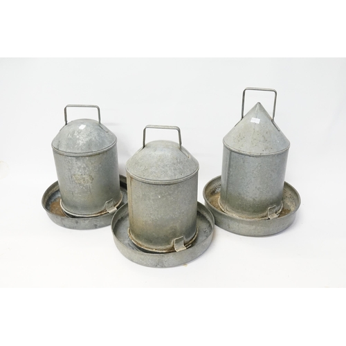 904 - Three Galvanised Game Bird Feeders by 