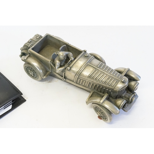 492 - A Resin Study of Bentley Racing Car made by Compulsion Sculpture, Bromley. Measuring: 30cms. Along w... 