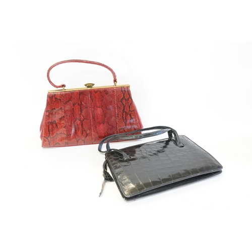 684 - A Crocodile Skin effect Handbag & one other with Snake Skin.