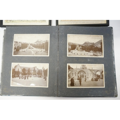 324 - Two framed hunting prints, along with troop and transport photographs, photograph album.