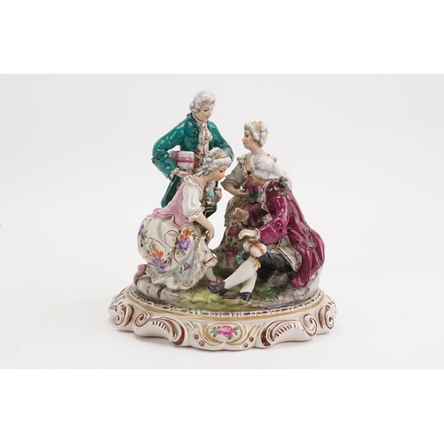 839 - A Capodimonte Figure of the Doll Collectors resting on a Rococo Base.