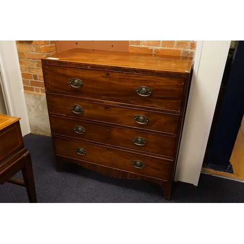 518 - An Antique Georgian Mahogany & inlaid Secretaire Chest with Top Deep Fitted interior, Graduated Draw... 