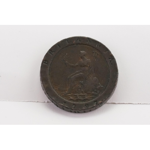 269 - A 1797 Cartwheel Penny with Home Made Milled decoration.