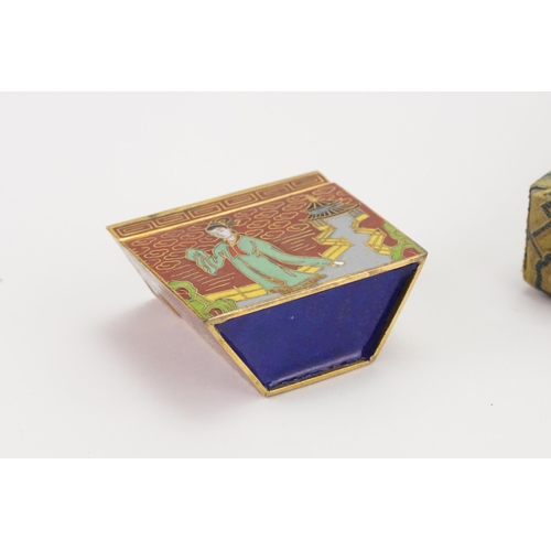 633 - A Chinese Cloisonne Incense or Spice Box of Sectional Form decorated with Figures in Landscapes cont... 