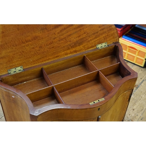 521 - A Edwardian satinwood inlaid bow front vanity sideboard. Resting on square tapering legs and fitted ... 