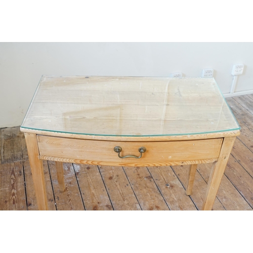 573 - A Victorian Pine Single Drawer Side Table resting on square legs. Measuring: 80cms across x 74cms hi... 