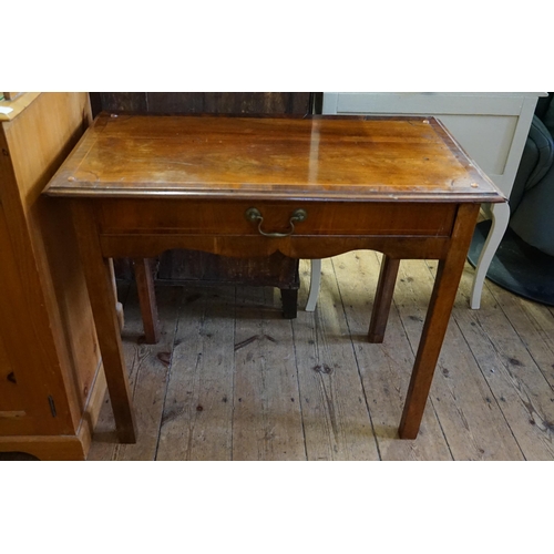 560 - A Georgian Mahogany & Cross Banded Single Drawer Side Table resting on square legs with a Glass Top.... 