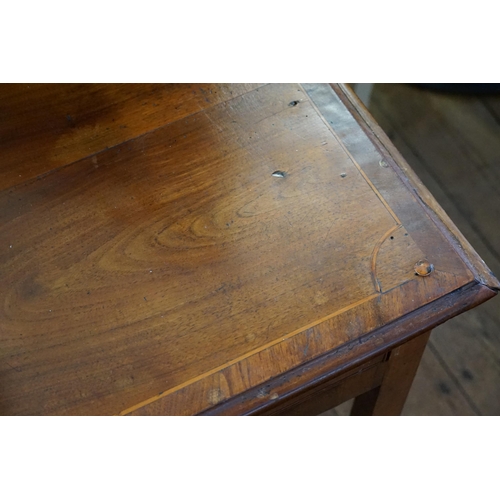 560 - A Georgian Mahogany & Cross Banded Single Drawer Side Table resting on square legs with a Glass Top.... 