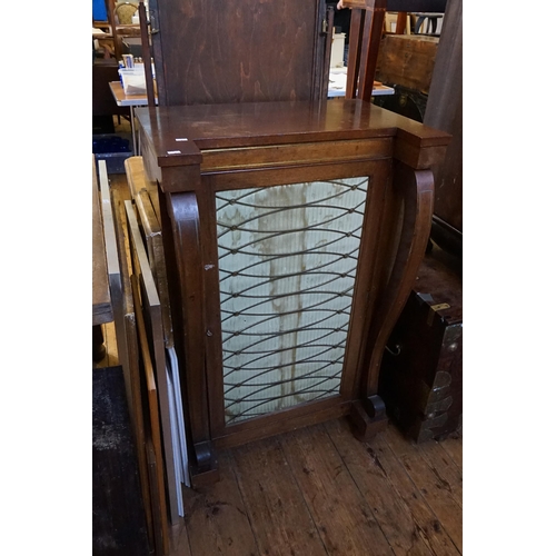 601 - A Continental Brass inlaid Regency design Pier Cabinet with Brass Fretted Grille, Swept out Columns ... 