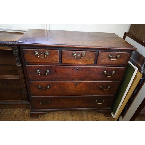 589 - A Georgian Mahogany Straight Front Chest of Three Small & Three Long Drawers resting on Ogee Bracket... 