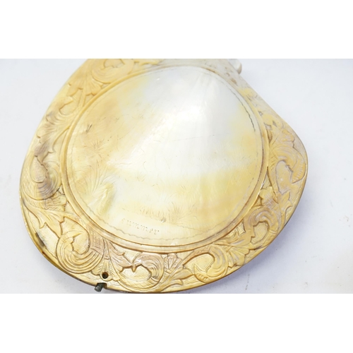 740 - A 19th Century Mother of Pearl engraved Sailor's Shell engraved the Winter & the  Summer along with ... 