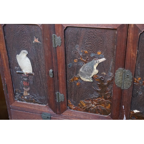 539 - A Japanese Kiri Kodansu with Fitted Top Drawer, Three Doors & Panels inlaid with Hunting Birds, Fitt... 