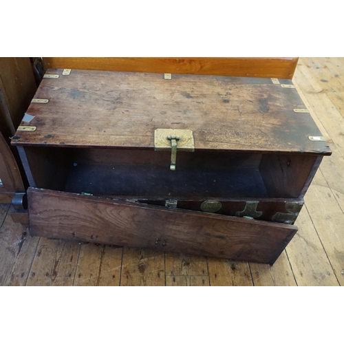 541 - A Japanese Elm & Metal mounted Clothing Chest with engraved mounts, Padlock & Fall Front. Measuring:... 