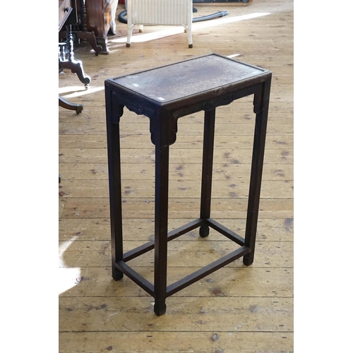 546 - A Japanese Hardwood Panelled Topped side Table with Key Cut Carving to Side. Measuring: 44cms x 27cm... 