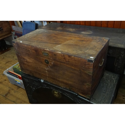 549 - A Camphor Wood Coffer with metal surround mounts & Carrying Handles. Measuring: 85cms across x 42cms... 