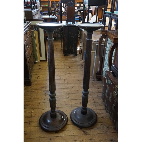 552 - A Pair of Mahogany Bed Posts converted to Jardinieres. Measuring: 119cms high.