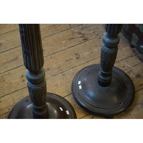 552 - A Pair of Mahogany Bed Posts converted to Jardinieres. Measuring: 119cms high.