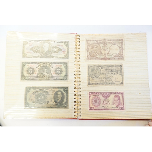 304 - Three Banknote Albums containing Old Banknotes from England, USA, India, Congo, Jamaica, Bahrain, Un... 