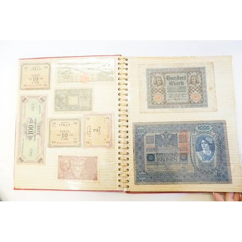 304 - Three Banknote Albums containing Old Banknotes from England, USA, India, Congo, Jamaica, Bahrain, Un... 