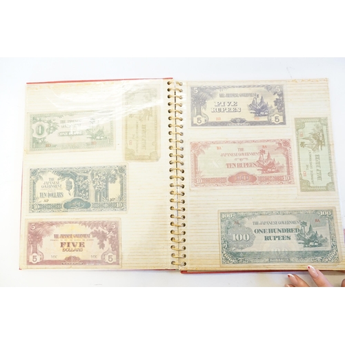 304 - Three Banknote Albums containing Old Banknotes from England, USA, India, Congo, Jamaica, Bahrain, Un... 