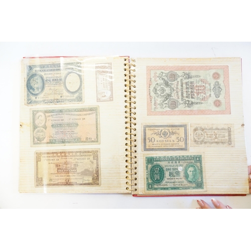 304 - Three Banknote Albums containing Old Banknotes from England, USA, India, Congo, Jamaica, Bahrain, Un... 