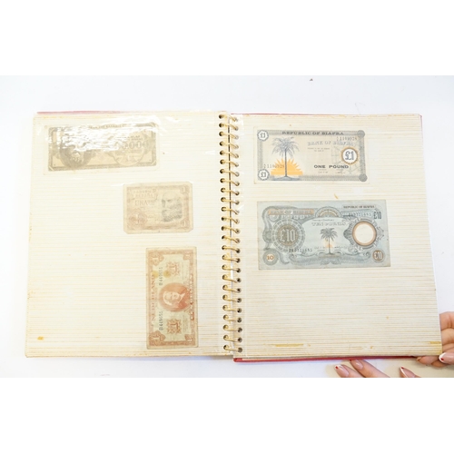 304 - Three Banknote Albums containing Old Banknotes from England, USA, India, Congo, Jamaica, Bahrain, Un... 