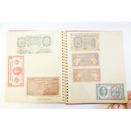 304 - Three Banknote Albums containing Old Banknotes from England, USA, India, Congo, Jamaica, Bahrain, Un... 