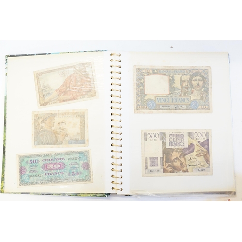 304 - Three Banknote Albums containing Old Banknotes from England, USA, India, Congo, Jamaica, Bahrain, Un... 