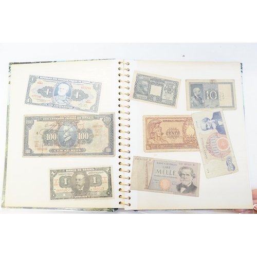 304 - Three Banknote Albums containing Old Banknotes from England, USA, India, Congo, Jamaica, Bahrain, Un... 