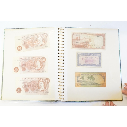 304 - Three Banknote Albums containing Old Banknotes from England, USA, India, Congo, Jamaica, Bahrain, Un... 